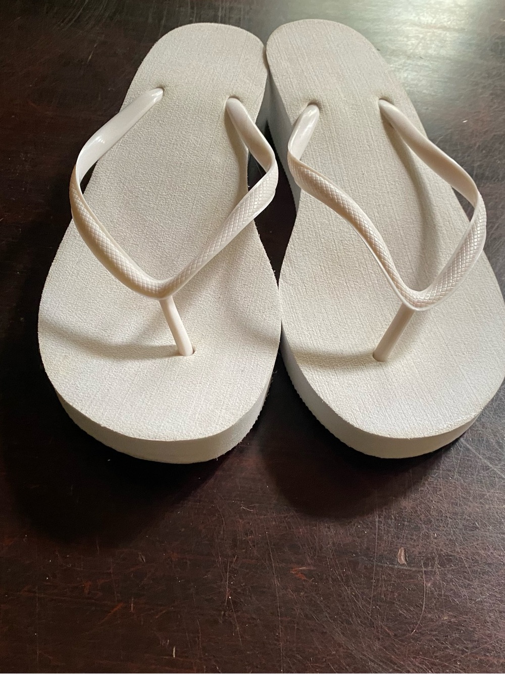 Women’s White Wedge Slip On Flip Flop Sandals